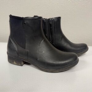 Bogs Auburn Rubber Chelsea Ankle Boots Black Waterproof Zip Neo-Tech Women 8